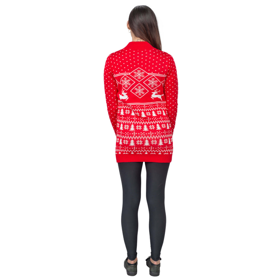 Red Reindeer Womens Ugly Christmas Sweater Dress