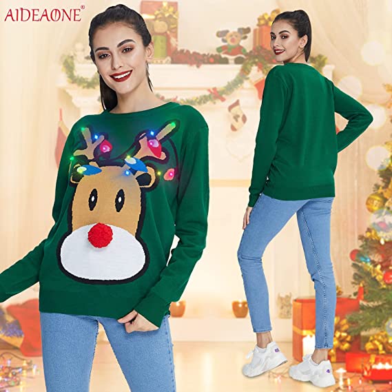Red Nose Reindeer Ugly Christmas Sweater