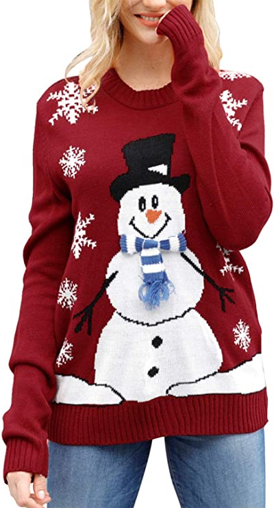 Red Snowman Cute Ugly Christmas Sweater