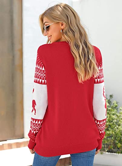 Christmas Tree Reindeer Holiday Knit Sweater Pullover