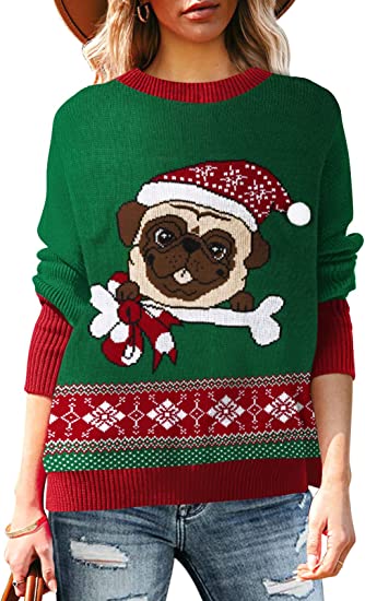 Santa Hat Pug Ugly Christmas Sweater