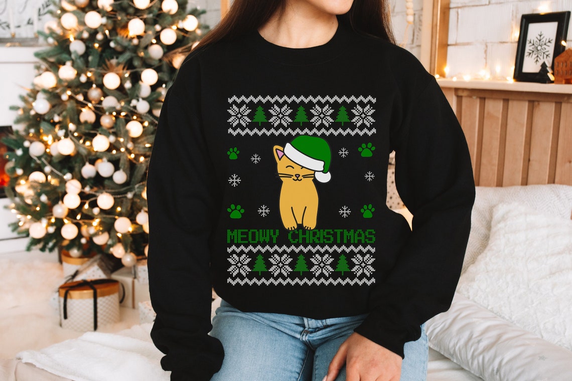 Meowy Cat Ugly Christmas Sweater