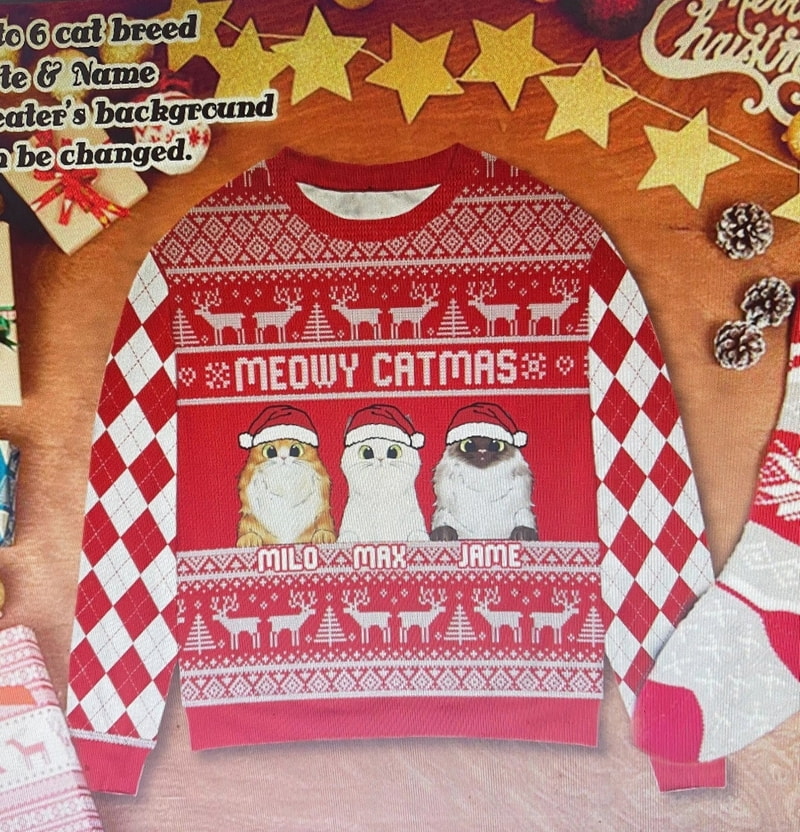 Meowy Catmas Custom Cat Ugly Christmas Sweater