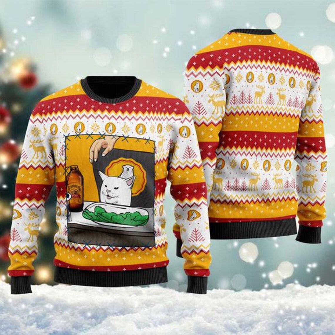 Bundaberg Cat Meme Christmas Ugly Sweater