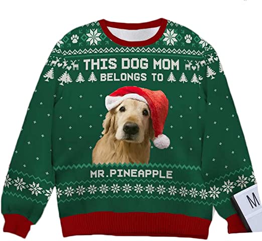 This Dog Mom Belongs To Christmas Crewneck Sweater