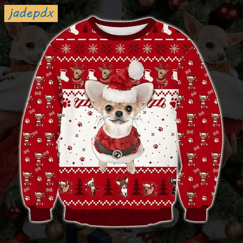 Adorable Holiday Chihuahua Ugly Christmas Sweater For Dog Lovers