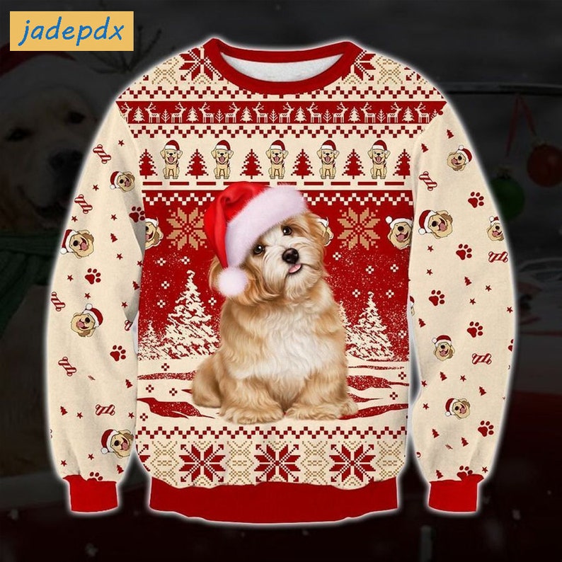 Cute Golden Retriever Dog Ugly Christmas Sweater