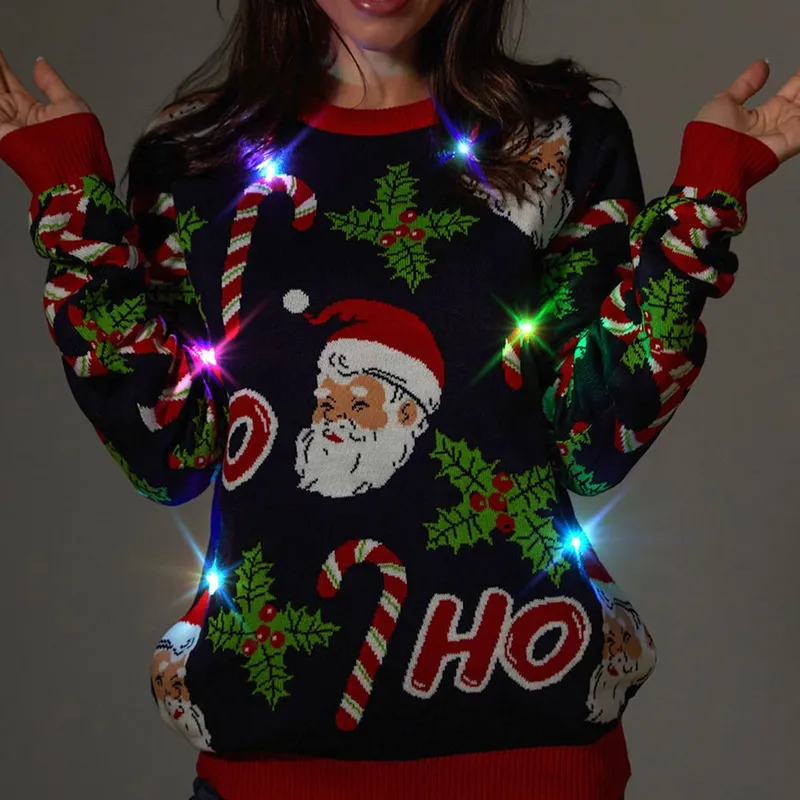 Face It Santa Mens LED Funny Ugly Christmas Sweater