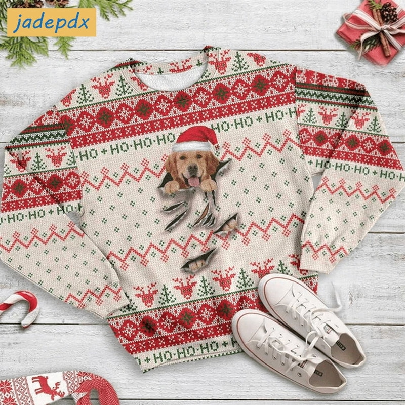 Golden Retriever Scratch Ugly Christmas Sweater For Dog Lovers