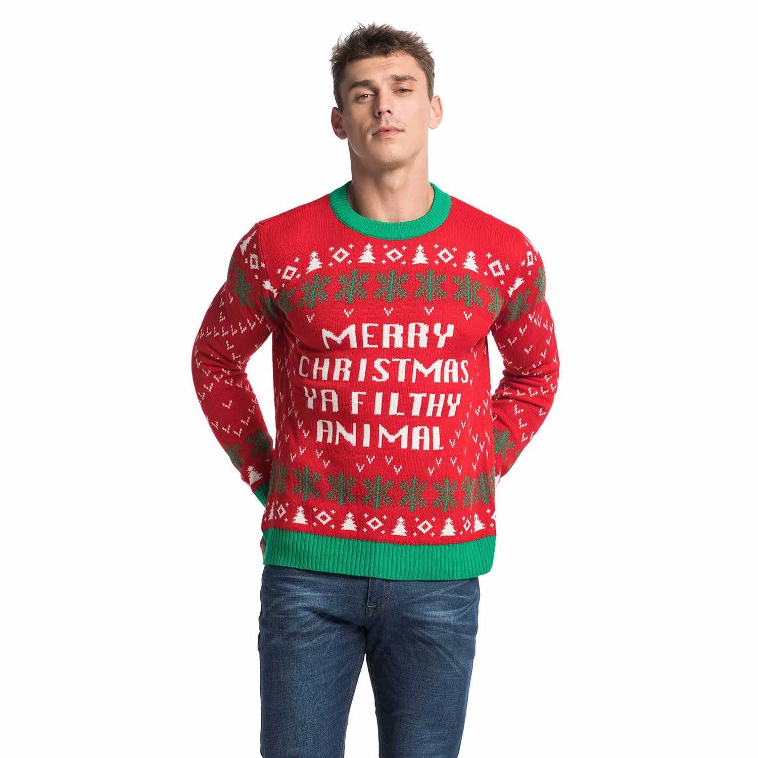 Merry Christmas Ya Filthy Animal Mens Funny Christmas Sweater