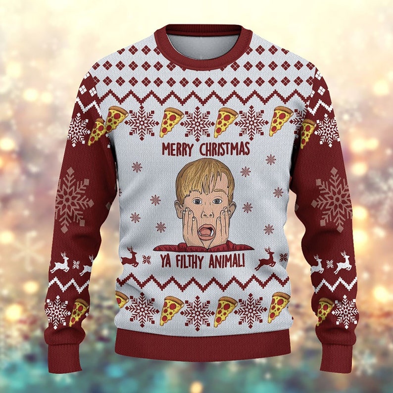 Merry Christmas Ya Filthy Kevin Knitted Ugly Christmas Sweater