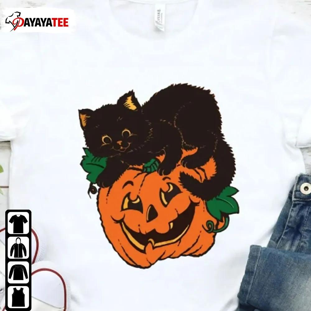 Black Cat Pumpkin Halloween Shirt Jack O Lanter Unisex Merch Gift - Ingenious Gifts Your Whole Family