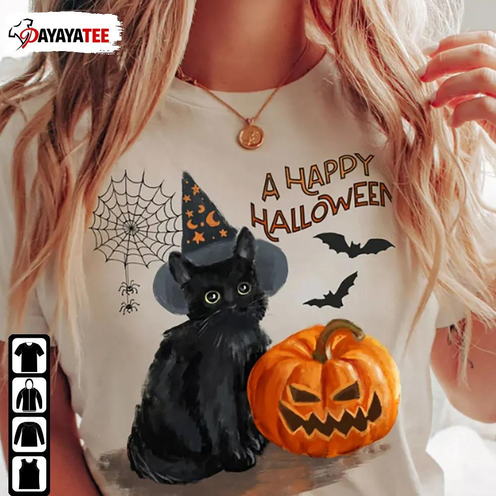 Boho Black Cat Pumpkin Halloween Shirt Jack O Lanter Unisex - Ingenious Gifts Your Whole Family