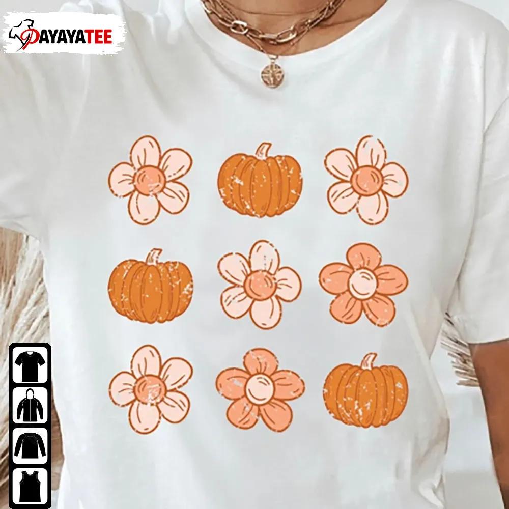 Boho Flowers And Pumpkins Shirt Halloween Spooky Vibes Season - Ingenious Gifts Your Whole Family