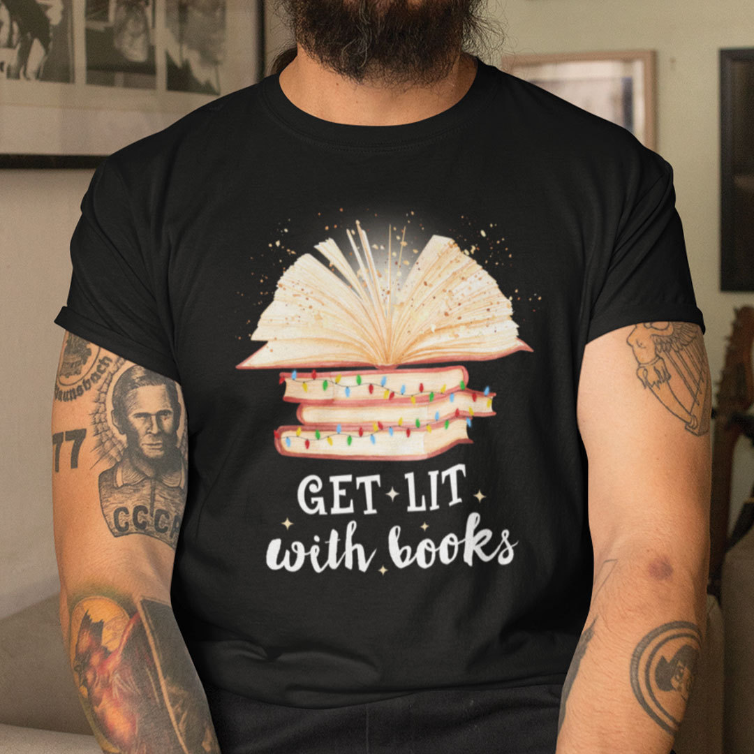 Book Christmas Tree Shirt Get Lit With Love