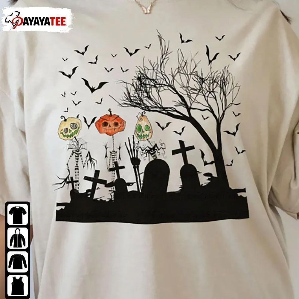Cemetery Halloween Pumpkin Shirt Horror Halloween Pumpkin Skeletons Sweatshirt - Ingenious Gifts Your Whole Family
