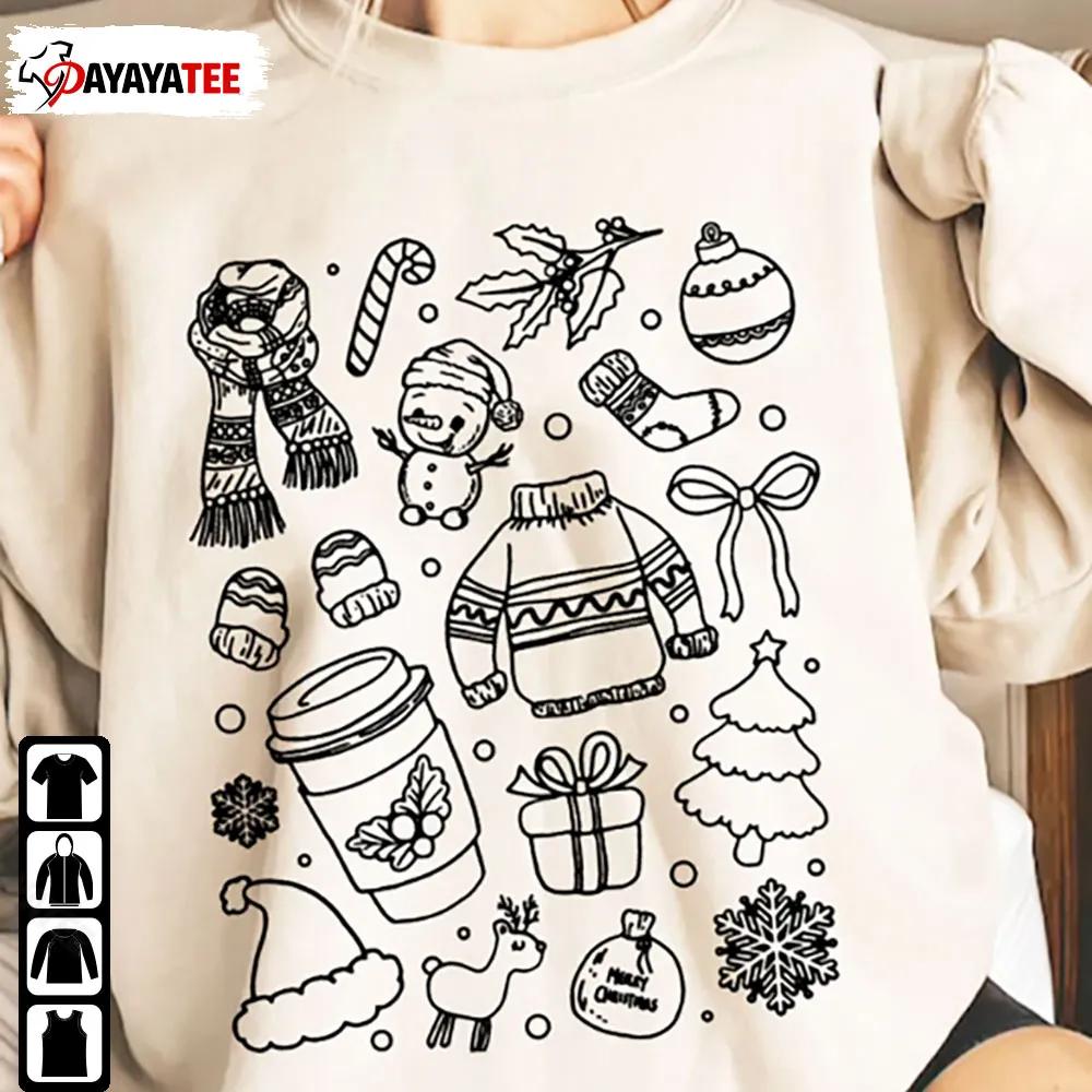 Christmas Doodles Shirt Santa Claus Christmas Tree Unisex - Ingenious Gifts Your Whole Family