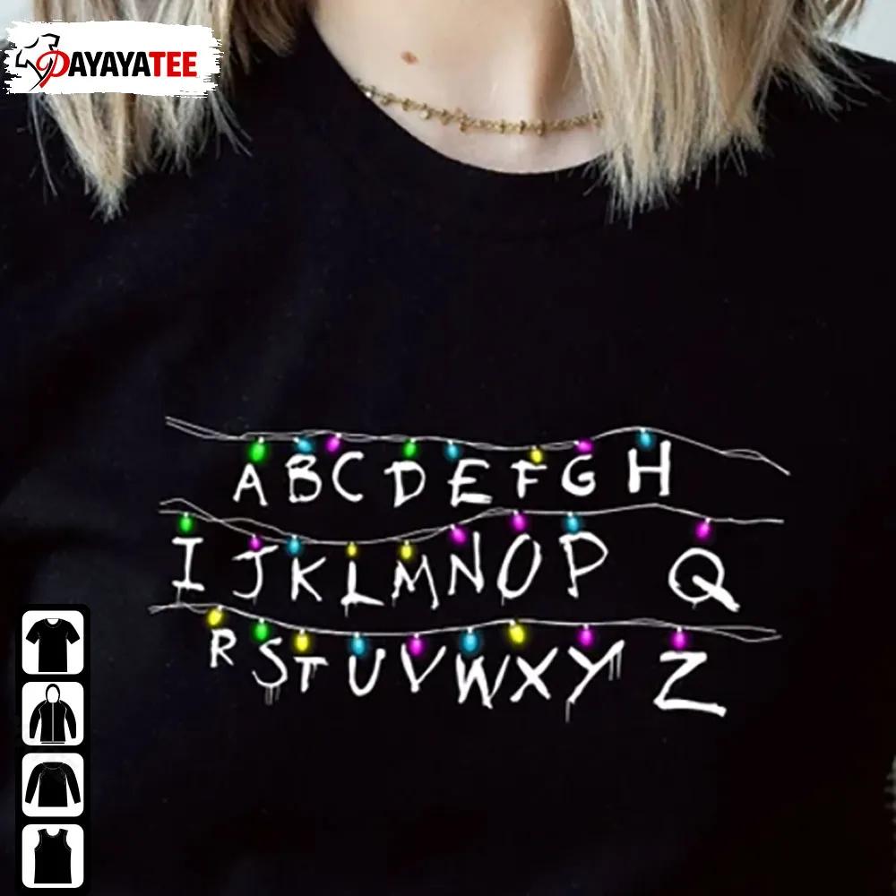 Christmas Light Alphabet Shirt Abc Teacher Preschool Kids Gift - Ingenious Gifts Your Whole Family