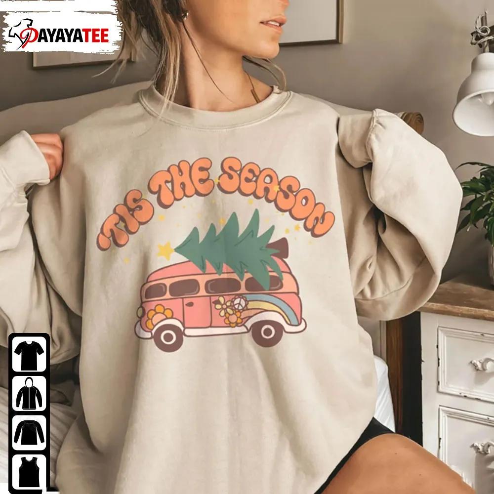 Christmas Tis The Season Sweatshirt Xmas Hippie Bus Shirt - Ingenious Gifts Your Whole Family