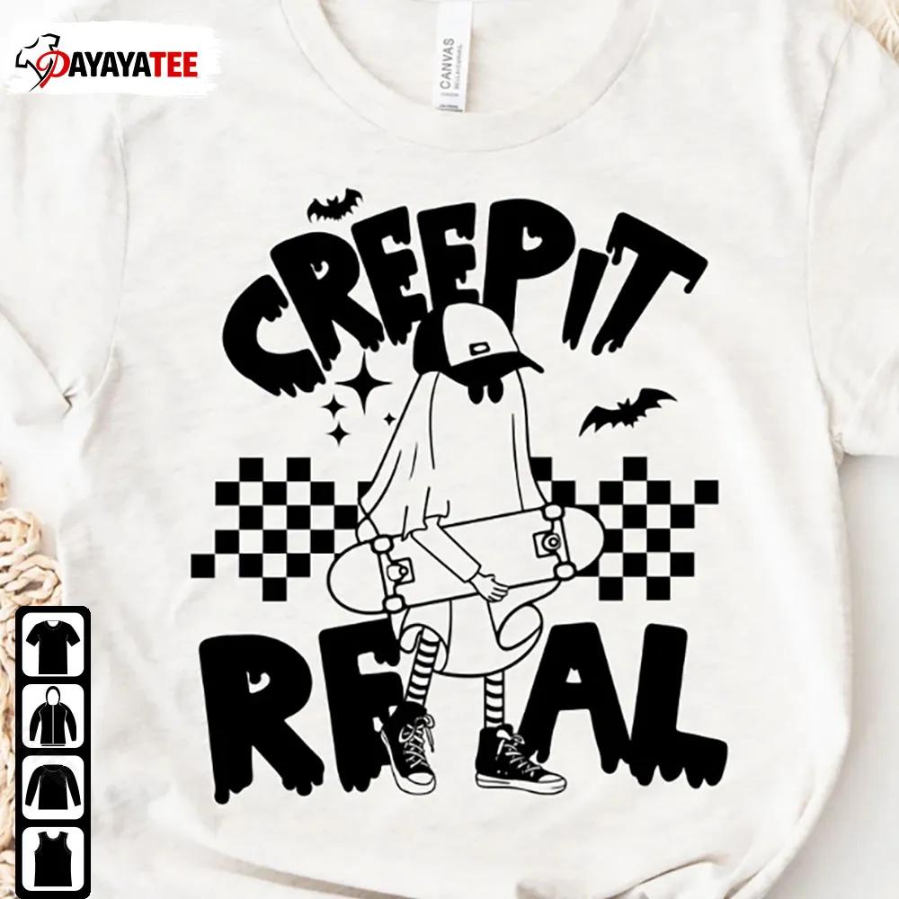 Ghost Skateboard Creep It Real Shirt Halloween Gift - Ingenious Gifts Your Whole Family
