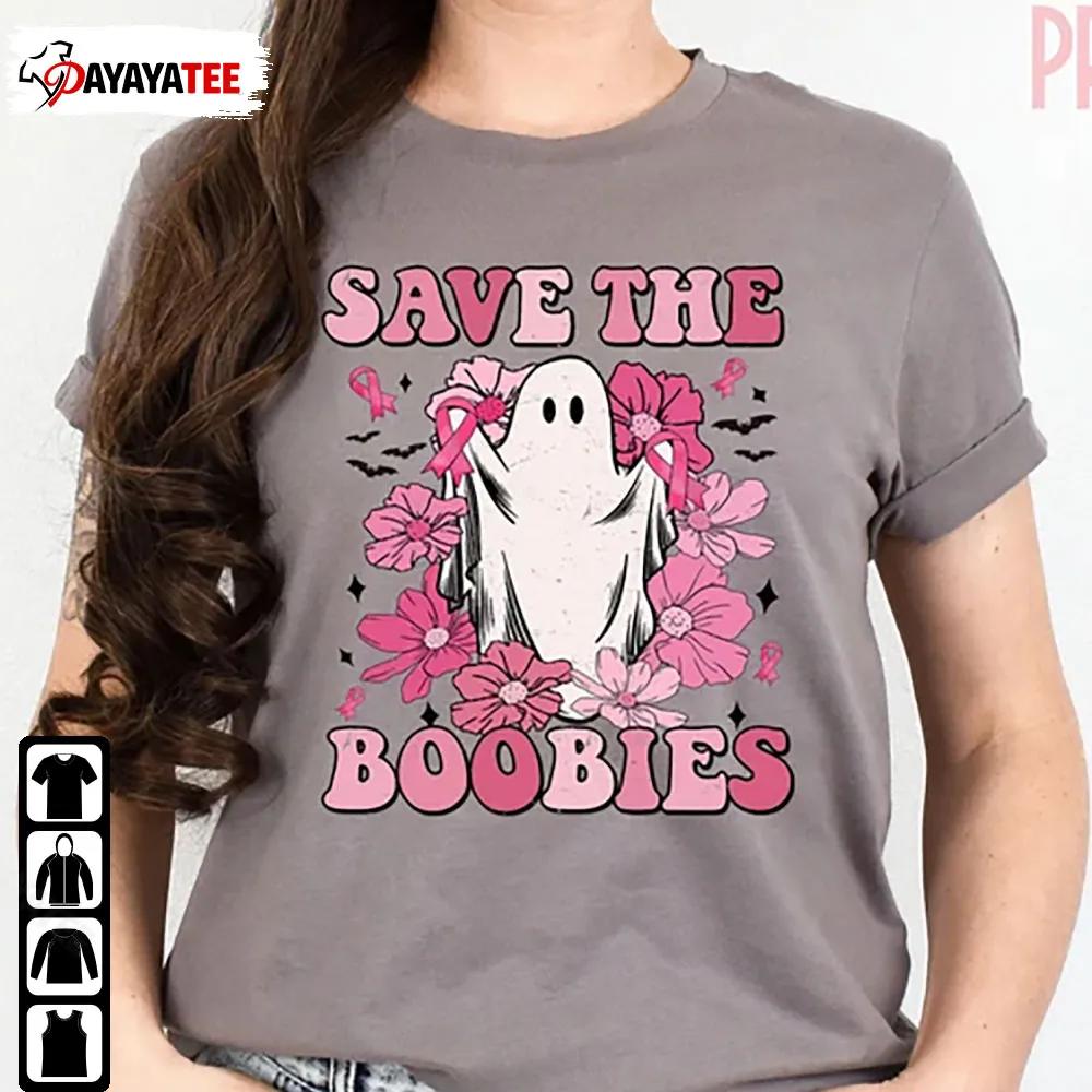 Halloween Cancer Save The Boobies Shirt Breast Cancer Ghost Pink Ribbon - Ingenious Gifts Your Whole Family