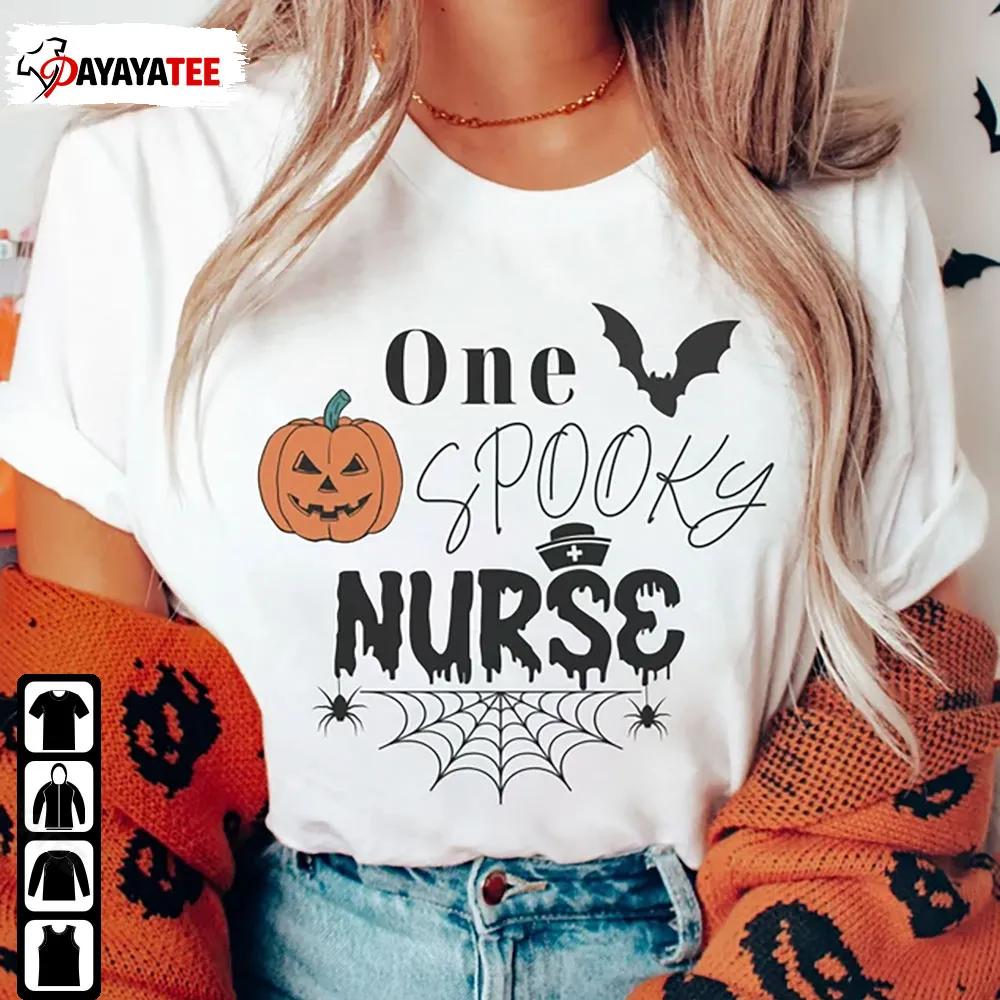 Halloween One Spooky Nurse Shirt Pumpkin Bat Unisex - Ingenious Gifts Your Whole Family