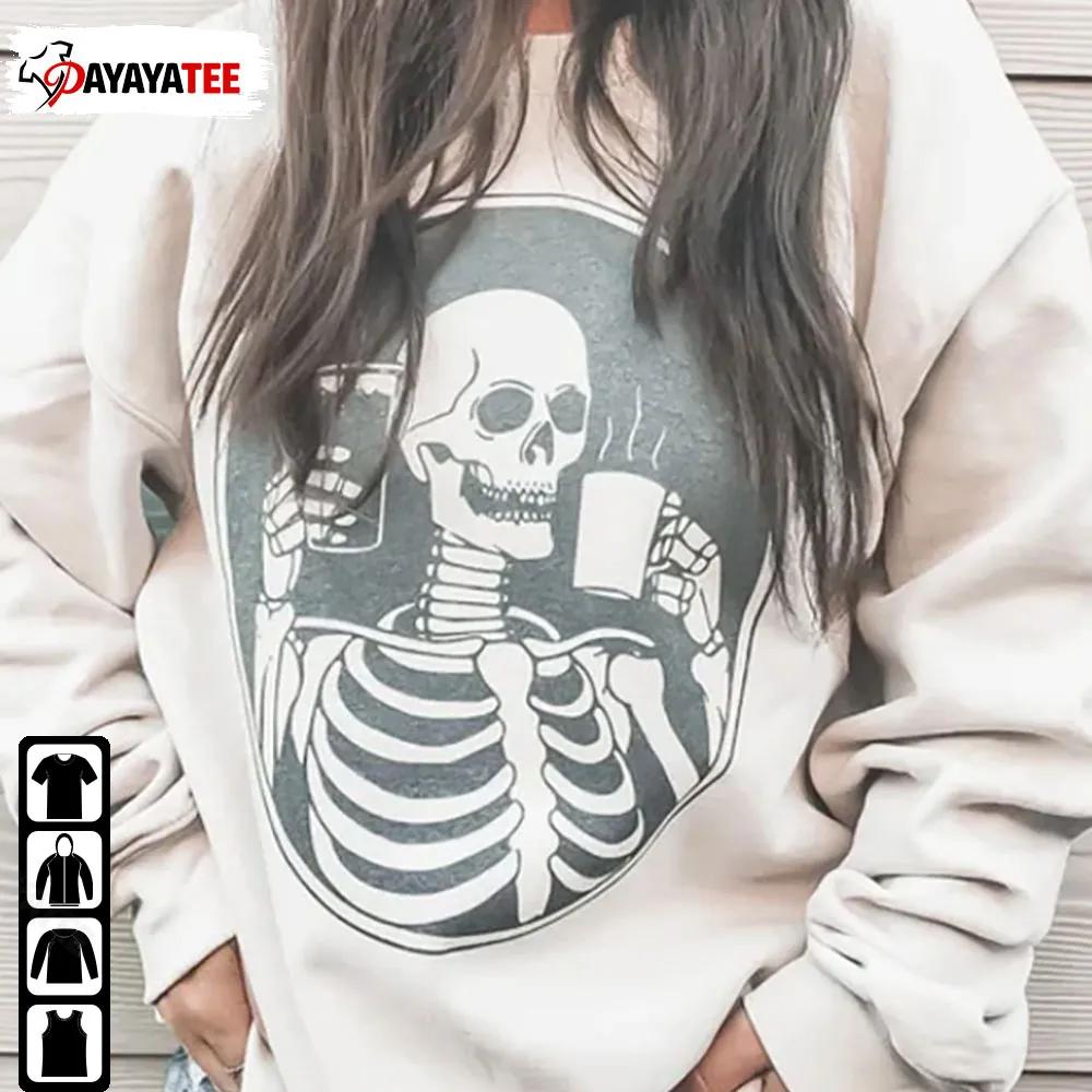 Halloween Skeleton Coffee Sweatshirt Unisex Merch Gift - Ingenious Gifts Your Whole Family