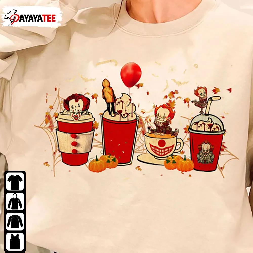 Horror Fall Coffee Shirt Pennywise Sweatshirt Horror Movie Halloween Gifts - Ingenious Gifts Your Whole Family