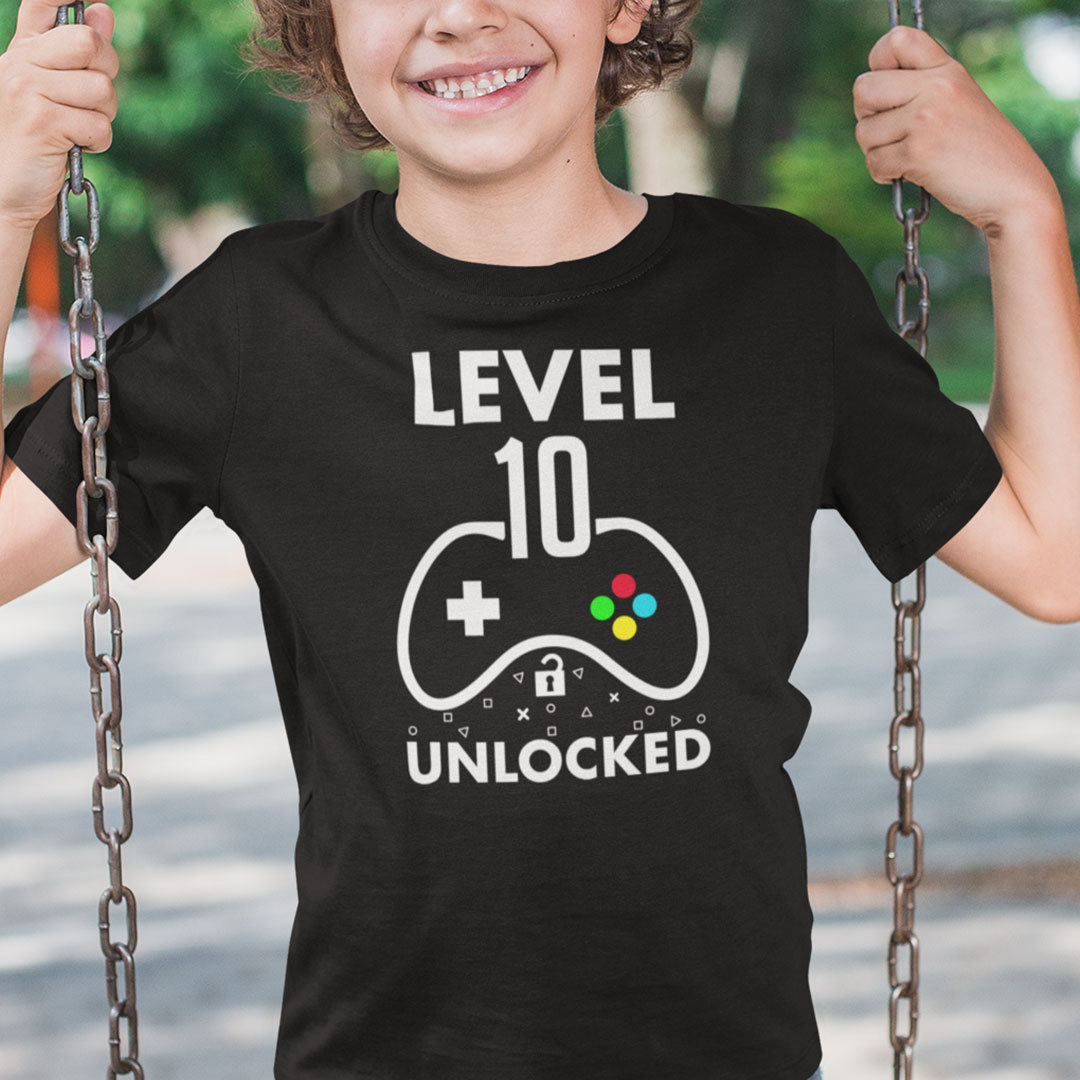 Level 10 Unlocked 10th Birthday Gaming Shirt