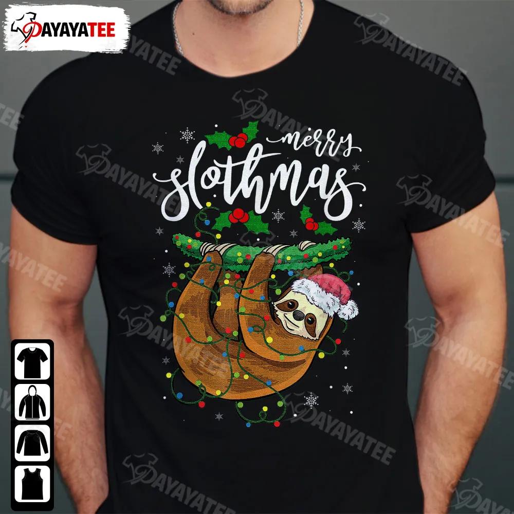 Merry Slothmas Sloth Christmas Shirt Funny Sloth Xmas Lights Outfit For Men Women Girls Kids - Ingenious Gifts Your Whole Family