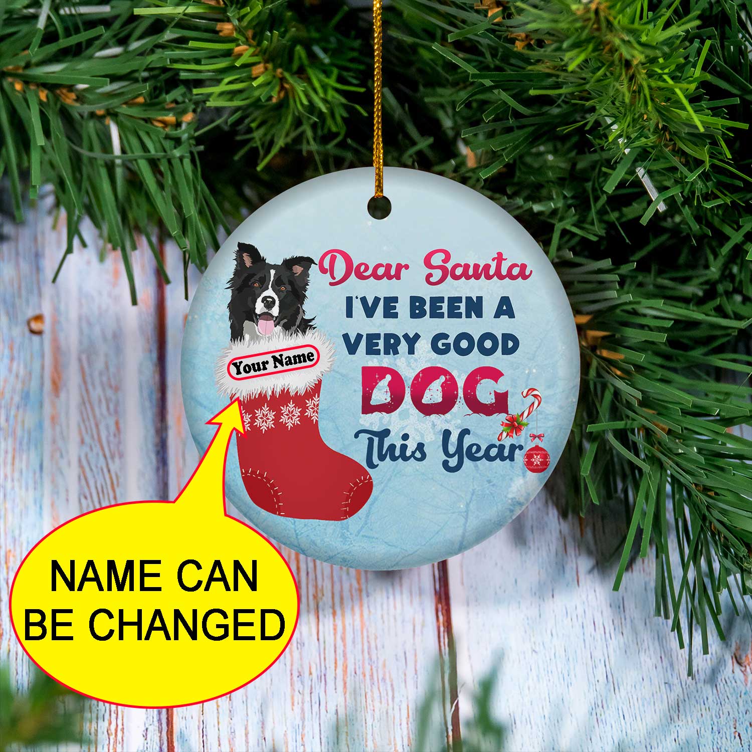 Personalized Border Collie Christmas Ornament Dear Santa Ive Been A Very Dog