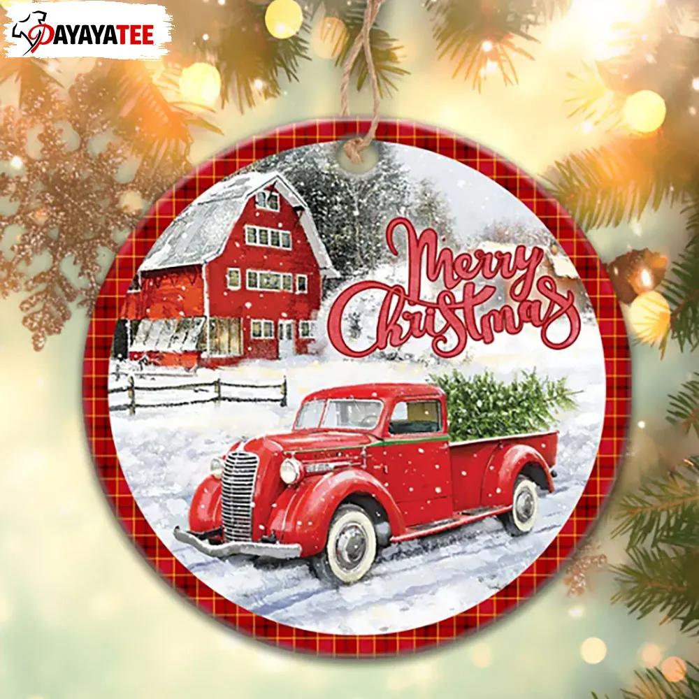 Red Truck Christmas Ornament Farmhouse Winter Scene - Ingenious Gifts Your Whole Family