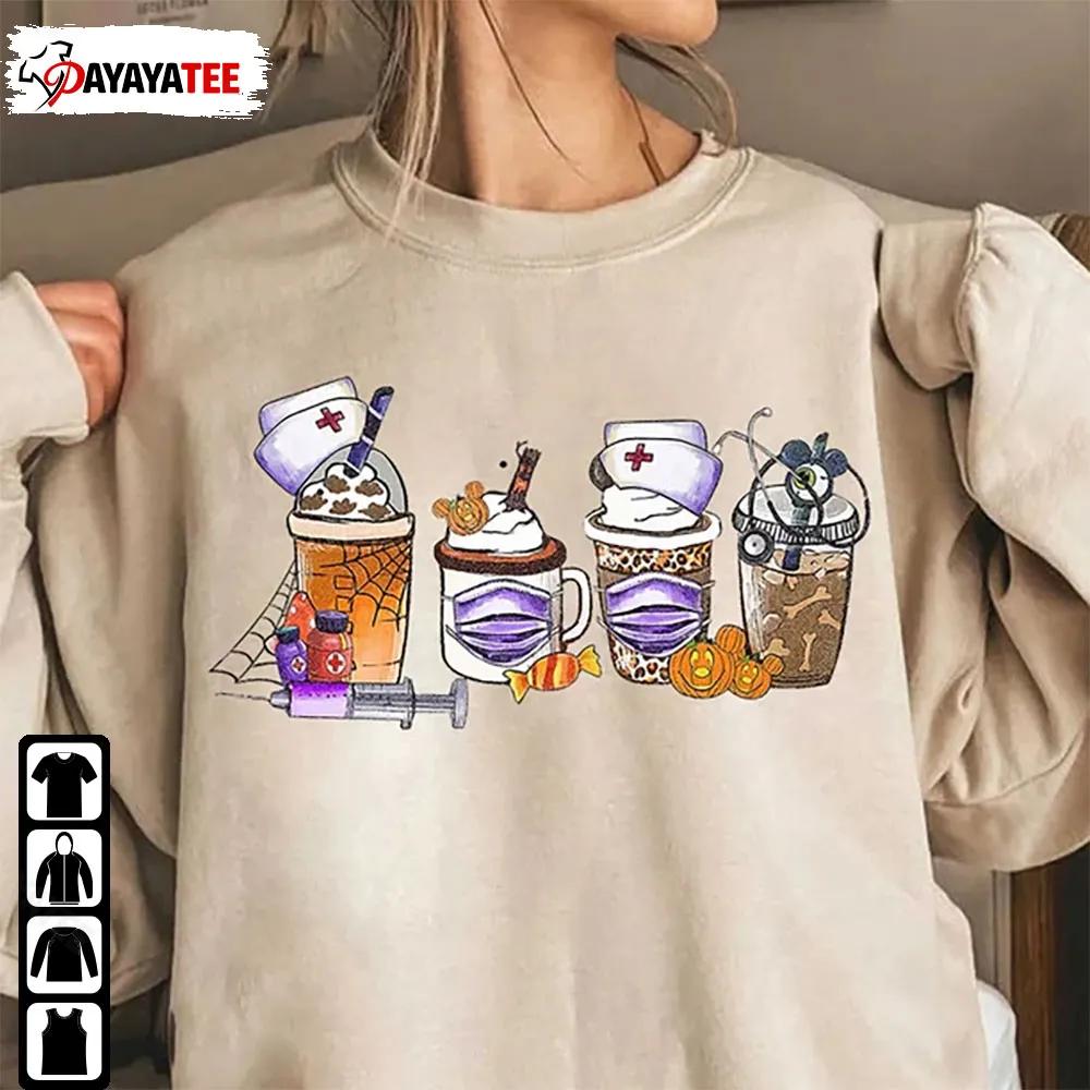 Retro Coffee Nurse Halloween Shirt Fall Nurse Nursing School Pumpkin Unisex - Ingenious Gifts Your Whole Family