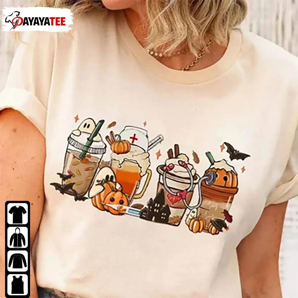 Retro Coffee Nurse Halloween Shirt Pumpkin Fall Boo Bat - Ingenious Gifts Your Whole Family