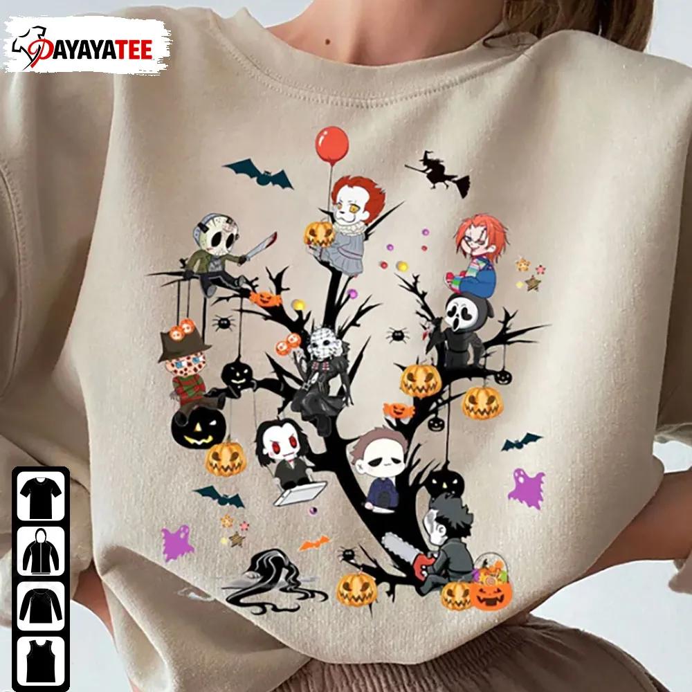 Scary Movie Characters Sweatshirt Halloween Tree And Horror Killer Gifts - Ingenious Gifts Your Whole Family