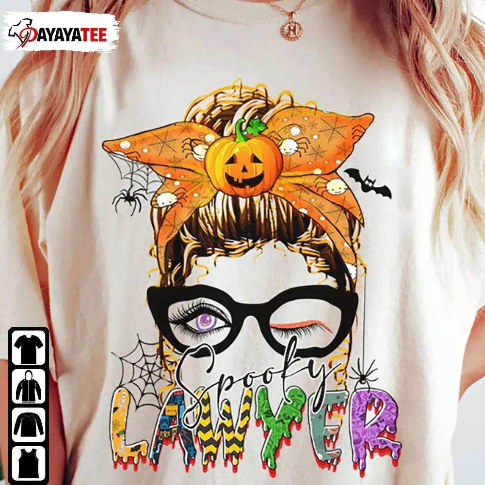 Spooky Lawyer Halloween Shirt Messy Bun Attorney Advocate Halloween Costume - Ingenious Gifts Your Whole Family