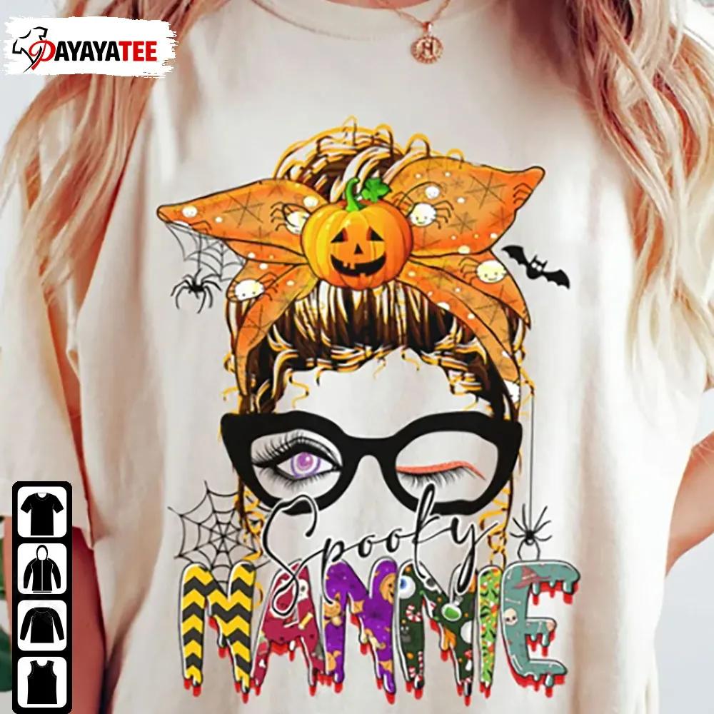 Spooky Nannie Halloween Shirt Messy Bun Nannie Halloween Costume - Ingenious Gifts Your Whole Family