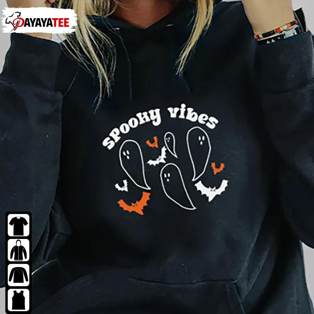Spooky Vibes Crewneck Sweatshirt Cute Ghost Spooky Halloween - Ingenious Gifts Your Whole Family