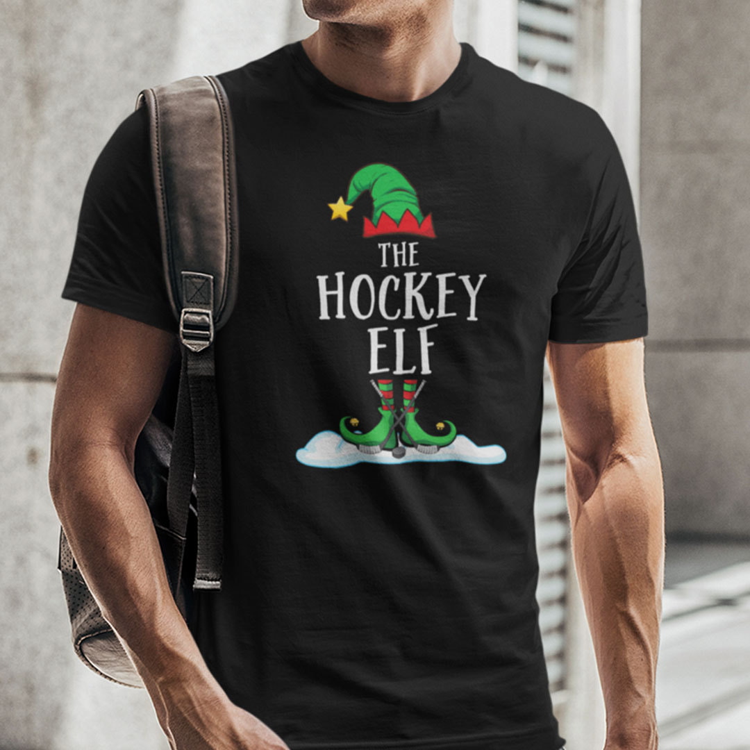 The Hockey Elf Shirt Xmas Gift Family Group Elf Christmas