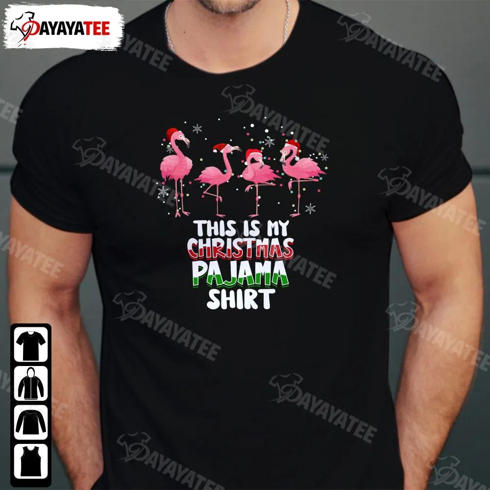 This Is My Christmas Pajama Shirt Flamingo Christmas Lights Santa Hat - Ingenious Gifts Your Whole Family