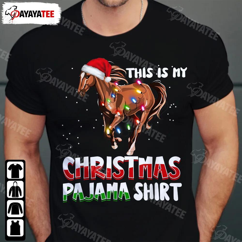 This Is My Christmas Pajama Shirt Horse Christmas Lights Santa Hat - Ingenious Gifts Your Whole Family
