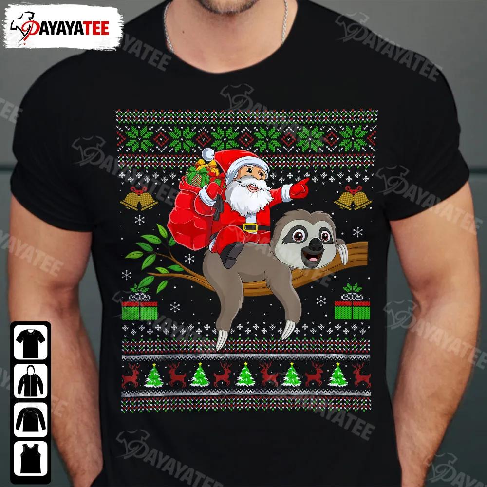 Ugly Xmas Santa Riding Shirt Sloth Christmas Outfit For Xmas Parties Meet With Family Friends - Ingenious Gifts Your Whole Family