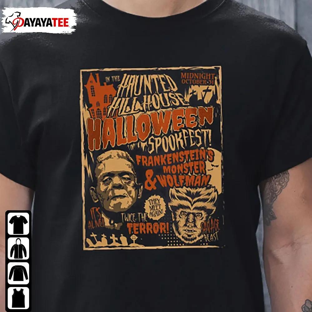 Vintage Frankenstein And Wolfman Halloween Shirt - Ingenious Gifts Your Whole Family