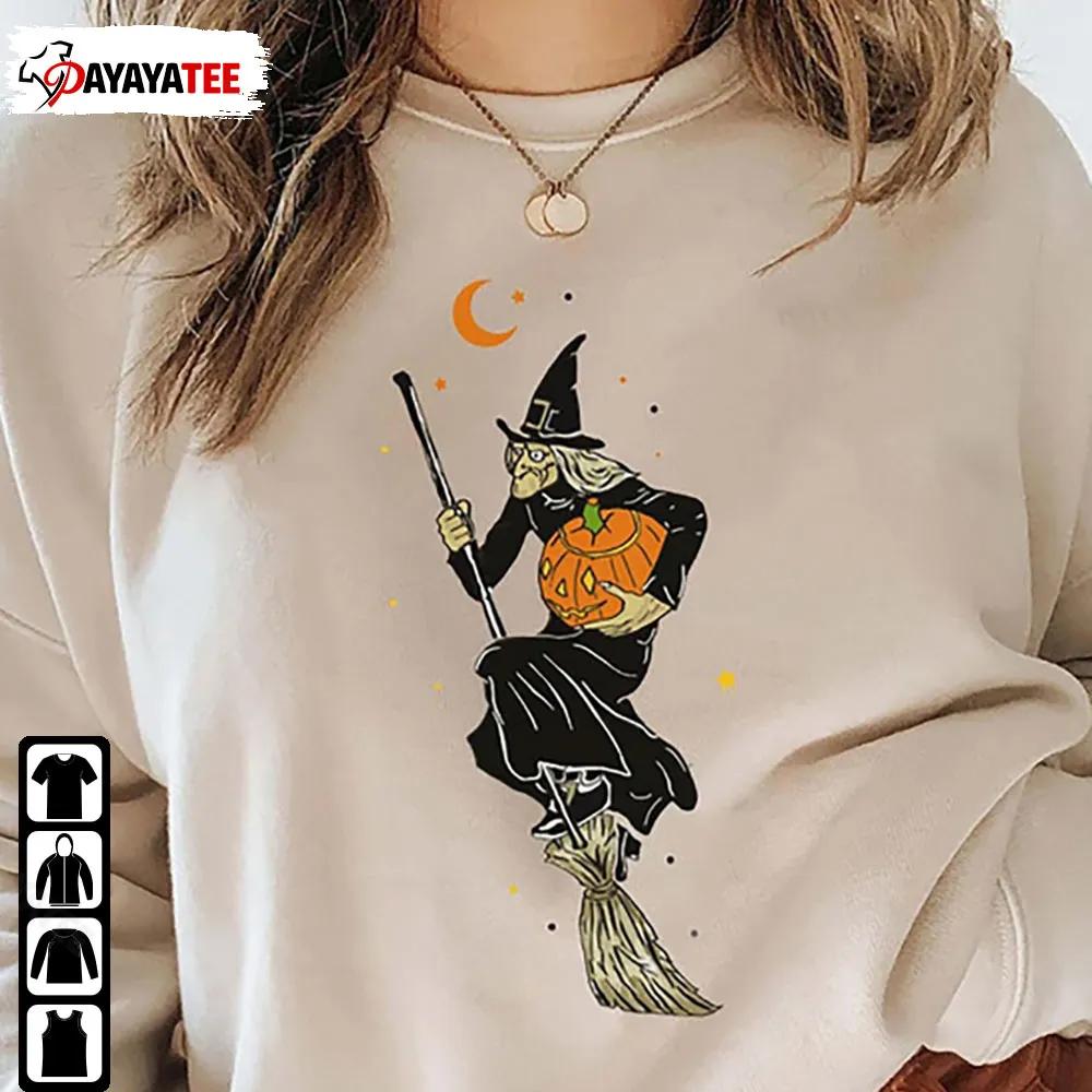 Witch Pumpkin Sweatshirt Witchy Halloween Trick Or Treat Shirt Hoodie - Ingenious Gifts Your Whole Family