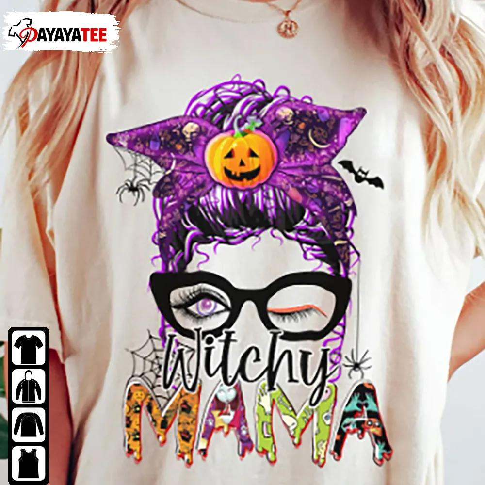 Witchy Mama Shirt Messy Bun Halloween Mom Gift - Ingenious Gifts Your Whole Family