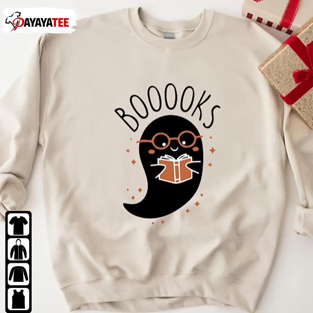 Booooks Ghost Books Halloween Teacher Shirt Bookworm Gift For Book Lover - Ingenious Gifts Your Whole Family