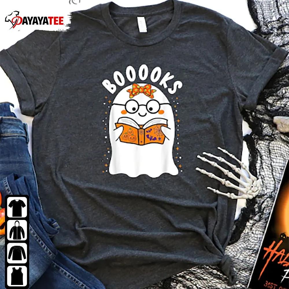 Booooks Ghost Reading Books Librarian Halloween Teacher Shirt - Ingenious Gifts Your Whole Family