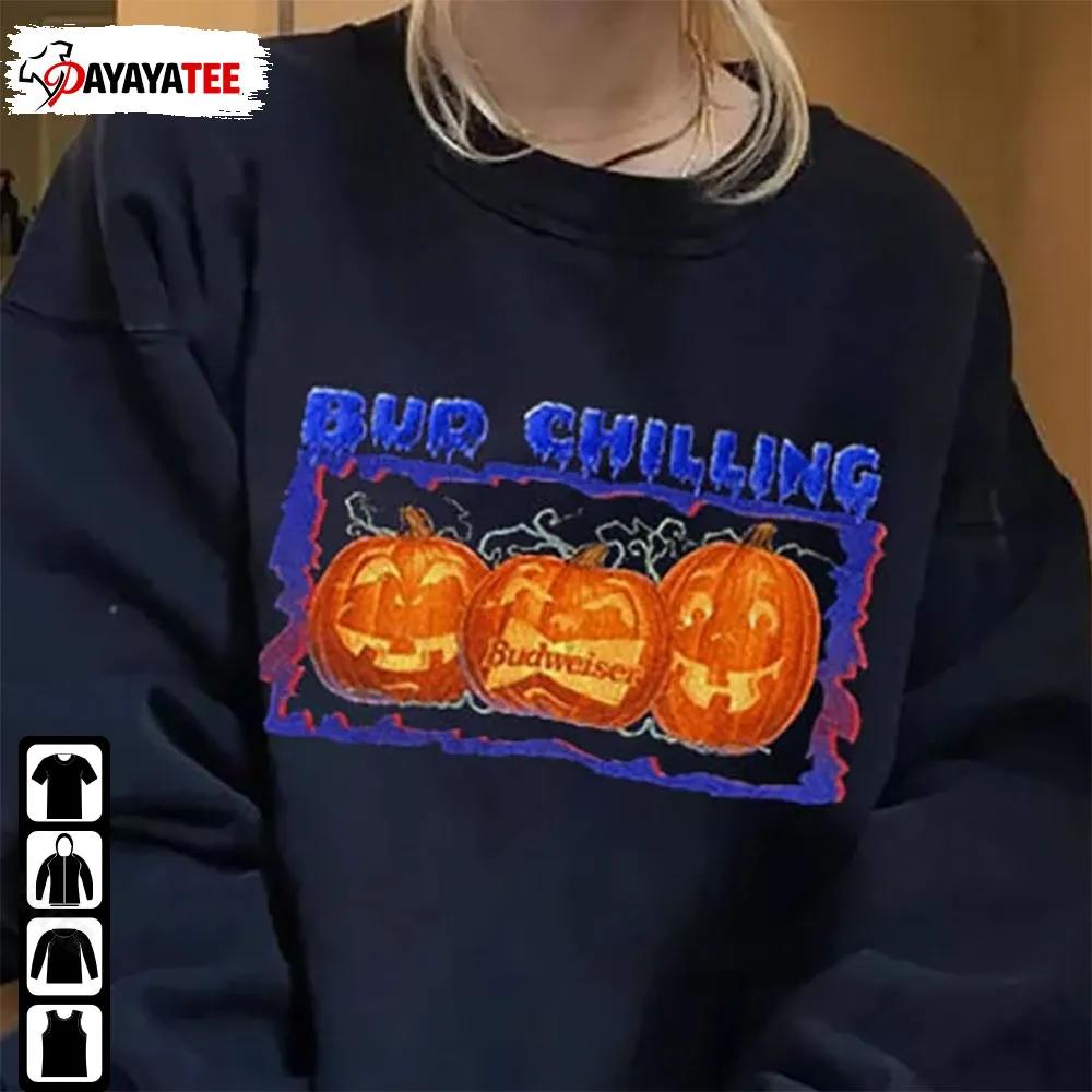 Bud Chilling Halloween Shirt 1995 Budweiser Party Nights Pumpkin - Ingenious Gifts Your Whole Family