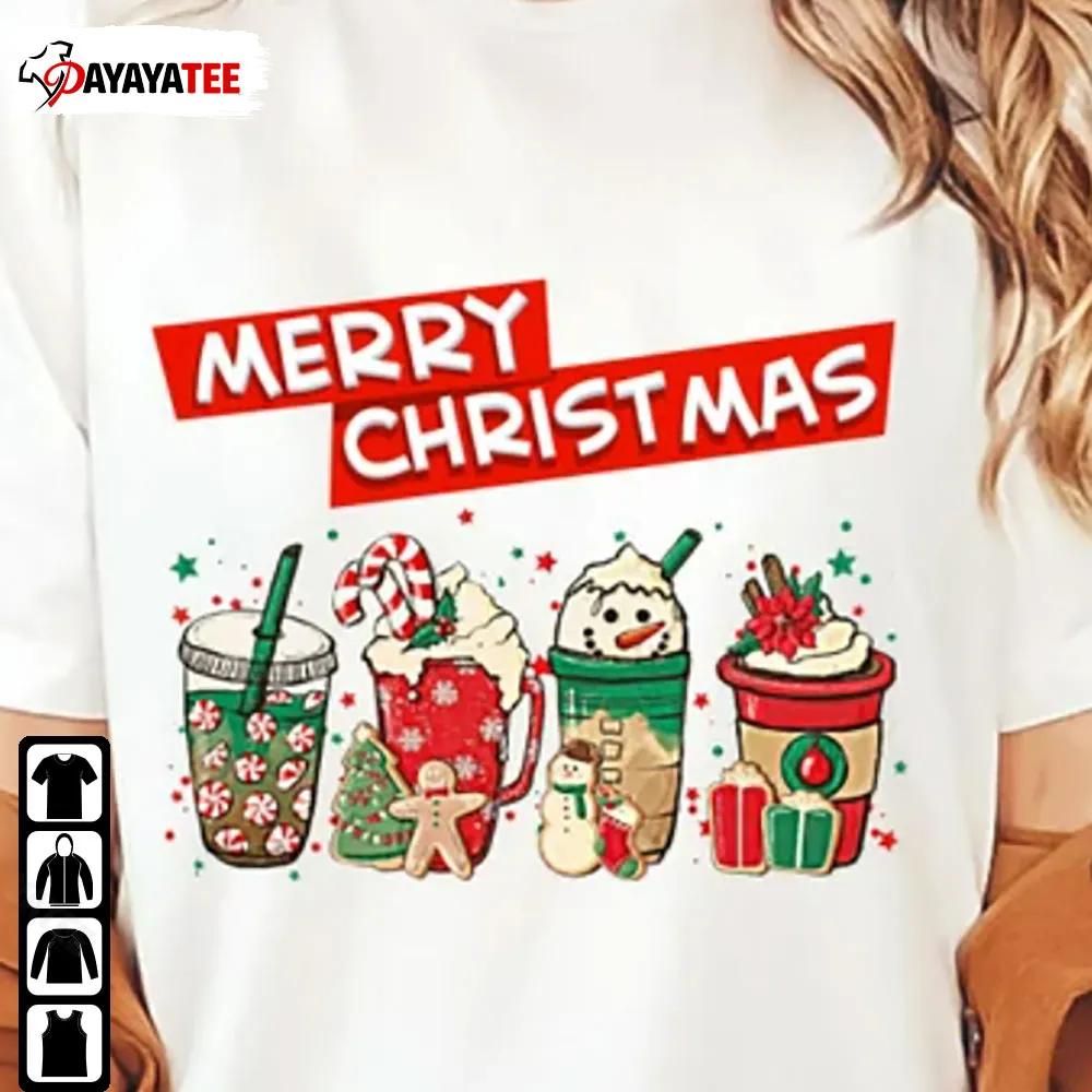 Christmas Coffee Drink Shirt Merry Xmas Red Peppermint Iced Latte Sweets - Ingenious Gifts Your Whole Family