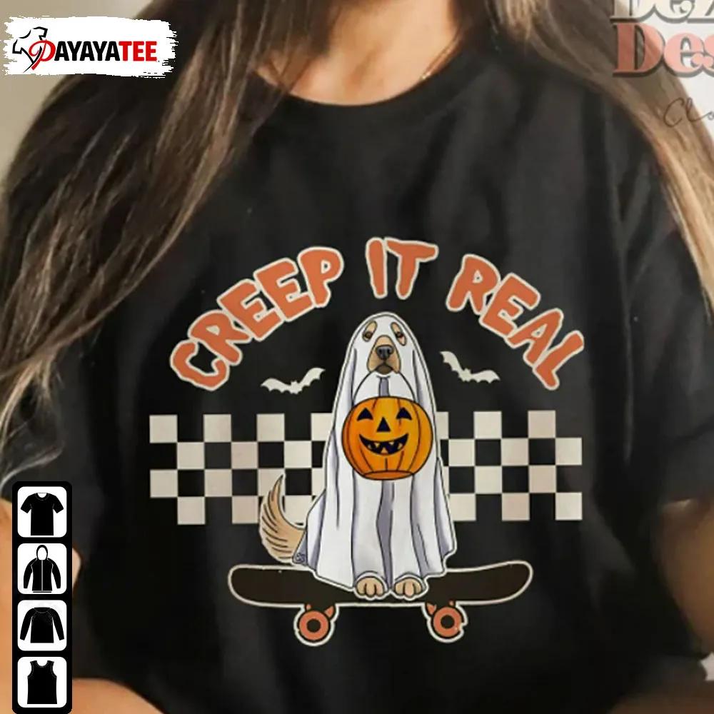 Creep It Real Ghost Dog Halloween Shirt Golden Retriever Pumpkin Unisex - Ingenious Gifts Your Whole Family